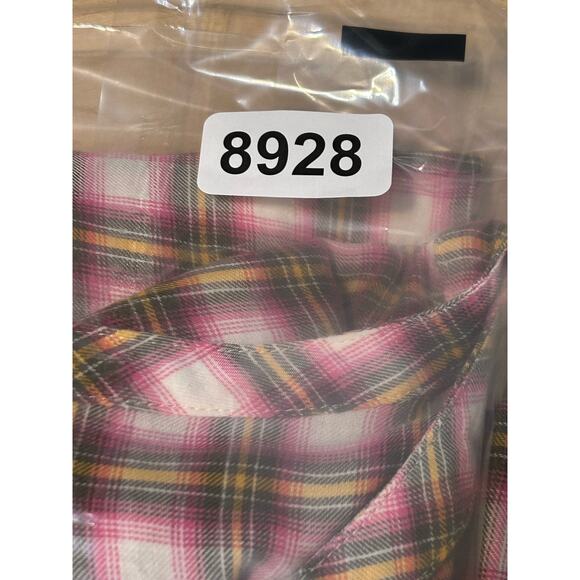 Talbots Top Womens Large Popover V-Neck Plaid Pink Pastel Lightweight Preppy - Picture 9 of 9